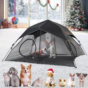 Large Catio Outdoor Cat Enclosure,2 Tier Cat Tent, Spacious, Sturdy Outdoor Catio,Portable and Foldable Playpen Play Tents for Cats Kitten and Small Animals,Two Doors Design(Patented)
