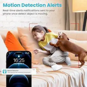 2K Indoor Security Camera, Cameras for Home Security with 360°Motion Detection, WiFi Baby Monitor for Baby/Elder/Dog, Pan/Tilt Pet Cam with Phone APP, IR Night Vision, 2-Way Audio, 4 Pack