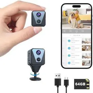 Security Camera, 2K WiFi Indoor Camera with 64G SD Card, 100 Days Standby Battery Life, Clear Night Vision, AI Motion Detection, Real-Time Record Security Wireless Surveillance Camera