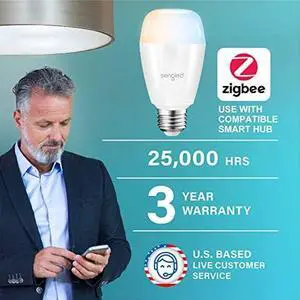 Light Bulb, Zigbee Bulb Smart Hub Required, Works with Alexa and SmartThings, Voice Control with Echo Show 10 with built-in Hub, Color Changing 60W Equivalent A19 Smart Light Bulbs, 4PK
