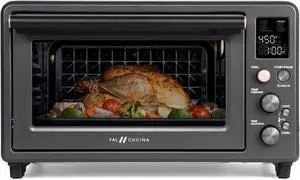 Heating Air Fryer Toaster Oven Combo, with Non-toxic Enamel-coated Interior, Extra Large Countertop Convection Oven 10-in-1 Combo, 6-Slice Toast, Enamel Baking Pan Easy Clean