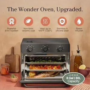 Our Place Wonder Oven | 6-in-1 Air Fryer & Toaster Oven with Steam Infusion | Compact, Countertop Friendly, Fast Preheat, Multifunctional | Air Fry, Toast, Roast, Bake, Reheat & Broil | Steam