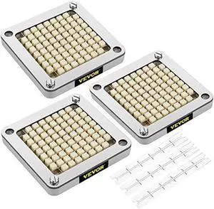 Commercial Vegetable Chopper w/ 4 Replacement Blades, Stainless Steel French Fry Cutter Potato Dicer & Fruit Slicer for Restaurants & Home Kitchen