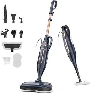 VM6 Scrubbing Steam Mop with Rotating Mop Pads, 10 in 1 Steam Mop, Lightweight Spin Mop & 3 Steam Modes for Hard Floor Laminate Marble Floors