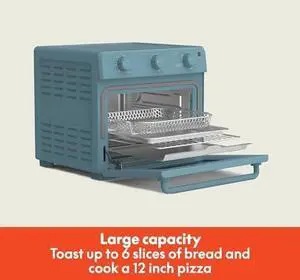 Air Fry Toaster Oven, 7 Preset Cooking Options, Dishwasher-Safe EverGood Coated Trays Included, 60-Minute Auto Shutoff w Audible Timer, Power Indicator Light, 1700 Watt, Oatmilk