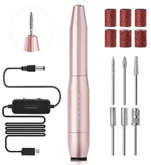 Stefy Electric Nail Drill Machine, Portable Efile Kit for Acrylic Nails Professional Mobile Travel Manicure Set with Nail Drill Bits Sanding Bands for Shaping Polishing Removing, Black