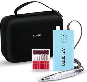30000RPM Portable Nail Drill Machine, AZ GOGO Professional Rechargeable Electric Efile Nail Drill for Acrylic Nails, Manicure/Pedicure, Polishing, Cuticle - Salon or Home UsePink