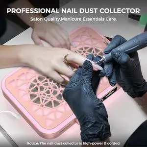 Professional Nail Dust Collector, 1600PA Portable, 10 Speeds, Disposable Filter Papers (30 Pcs), Matte White, Modern, Lightweight, Nail Vacuum for Home & Salon-White