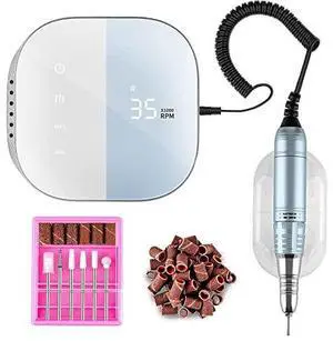 Professional Nail Drill Machine for Acrylic Nails, 35000RPM Compact Cute Electric Nail Drills with Touch Screen Efile Nail Drill E File Kit for Salon Home Manicure Pedicure Use, Pink