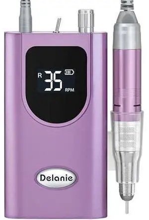 Professional Portable Electric Nail Drill Machine, 35000 RPM Rechargeable Cordless Nail Filer Electric Nail File Efle for Dip Powder Acrylic Gel Nail, Salon Nail Tool, Violet