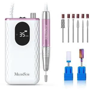 Nail Drill Professional 35000 RPM, Recharable Nail le for Nails l Polishing Removing, Fast Heat Dissipation & Low Noise, Portable E le for Manicure Pedicure at Home & Salon, MM400D