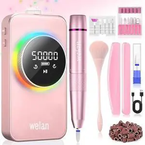 Electric Nail Drill Professional 50000RPM, 2025 Pro Fast Removal Electric Nail File for Acrylic Gel Nails, 6000mAh Rechargeable Nail Drill Machine, Efile Kit with 12pcs Bits for Manicure Salon Home