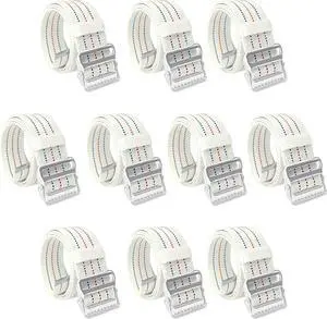 10 Pack Cotton Soft Transfer Gait Belt with Metal Buckle and Belt Loop Holder for Walking, Belt Support Hold - Homecare, Caregiver, Nurse, Therapist 60 Inch, White
