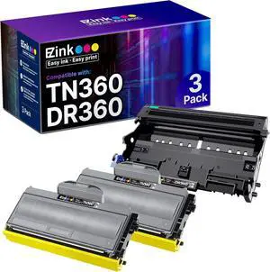 Compatible Toner Cartridge & Drum Unit Replacement for Brother TN360 TN330 DR360 DR-360 High Yield Compatible with DCP-7040 DCP-7030 MFC-7840W HL-2140 MFC-7340(2 Toner, 1 Drum Unit)