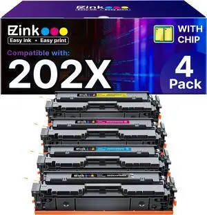 Compatible 202X Toner Cartridge Replacement for HP 202X 202A CF500X CF500A with Chip to Use with HP Color Pro MFP M281fdw M281cdw M281fdn M254dw M254 M281 (Black Cyan Yellow Magenta, 4-Pack)