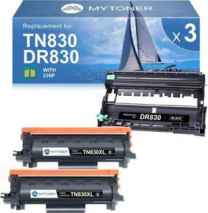 Compatible Toner Cartridge and Drum Unit Replacement for Brother TN830XL TN830 XL/V/R TN-830 DR830 DR-830 Drum for DCP-L2640DW HL-L2460DW MFC-L2820DW XL HL-L2405W L2400D Printer 2 Toner 1 Drum