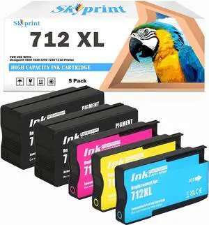 712 712XL Ink Cartridges Compatible with 712 Ink Cartridge DesignJet T650 T630 T250 T230 T210 Printer Ink.80-ml 29-ml(2 Black 1 Cyan 1 Magenta 1 Yellow)