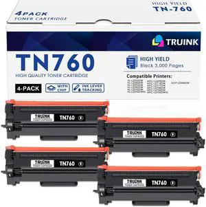 TN760 Toner Cartridge Replacement for Brother TN760 TN-760 High Yield Toner Compatible with Brother HL-L2325DW HL-L2350DW MFC-L2690DW MFC-L2710DW DCP-L2550DW Printer (Black, 4 Pack)