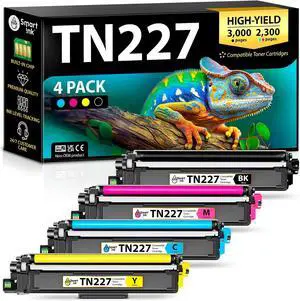 Compatible TN227 High Yield Toner Cartridge 4 Pack ( BK/C/M/Y ) Replacement for Brother TN-227 TN-223 TN223bk TN227bk to use with MFC-L3770CDW HL-L3290CDW HL-L3270CDW MFC-L3710CW HL-L3210CW