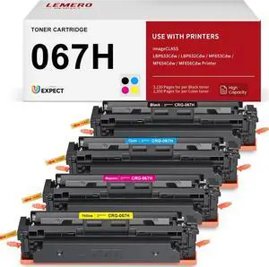 067H High Yield Toner Cartirdge Set Compatible Canon 067H 067 Toner for Color ImageClass MF656Cdw MF654Cdw LBP633Cdw LBP632Cdw MF653Cdw Printer Ink, 4 Pack