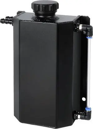 Radiator Coolant Overflow Tank, Coolant Recovery Tank Aluminum 2L Black