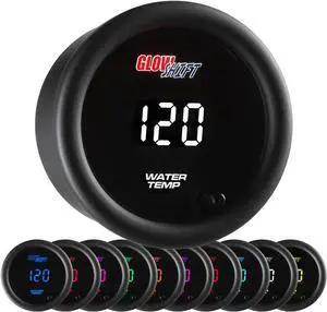 10 Color Digital 300F Water Coolant Temperature Gauge Kit - Includes 1/8-27 NPT Electronic Sensor & Wi - Multi-Color LED Display - Tinted Lens - for Car & Truck - 2-1/16" (52mm)