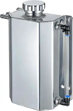 Coolant Overflow Reservoir Tank 2L Expansion Catch Can Universal Radiator Reservoir Polished Aluminum Silver