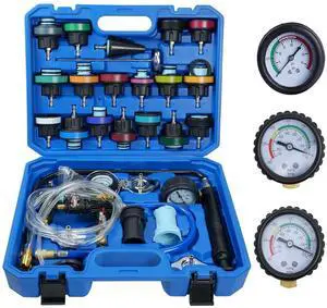28PCS Coolant Pressure Tester & Vacuum Refill Kit, Radiator Pump Pressure Tester Kit for Automotive Cooling System Water Tank Leakage Detection, Fits Most Vehicles, Cars, SUVs, and Trucks