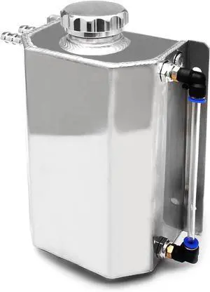 Universal Coolant Overflow Tank 2l Aluminum Coolant Radiator Overflow Reservoir Expansion Tank Silver