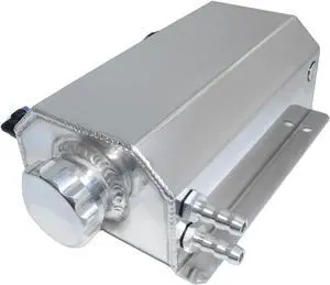 Coolant Overflow Tank, Aluminum Coolant Radiator Tank, Reservoir Expansion Tank, Universal Coolant Reservoir (Silver, 2L)