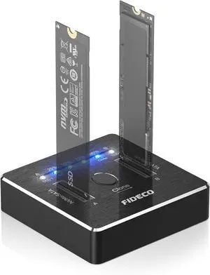 M.2 NVMe SATA SSD Cloner Dock, USB 3.2 Gen 2 X 2, 20Gbps Dual Enclosure, Duplicator Cloner, Support Offline Clone, UASP and Trim, Aluminum Design Black -