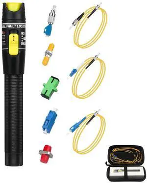 Fiber Optic Cable Troubleshoot Kit - VFL-50 Visual Fault Locator &1pc FC to LC Adapter & 1pc LC, SC, ST, FC Coupler & 3 Short Patch Cords