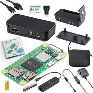 Zero 2 W MAX Kit- Includes  Zero 2 Board, 64GB Micro SD Card, Case, Power Supply, HDMI Cable,USB and Ethernet HUB and More