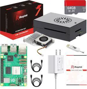 Starter Kit for  5 RAM 8GB - 64GB Edition of OS-Bookworm Pre-Loaded(Aluminum Case)