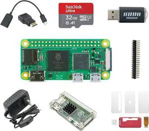 Zero 2W (Wireless) 9 in 1 Kit Complete Kit Wtih Two Case | 32G San Disk SD Card | Mini HDMI | Micro USB | GPIO Header |5V 3A US Power Supply