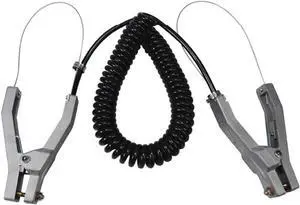 Ground Cable Clamp, 16.4ft Coiled Grounding Cable, Aluminum Alloy Anti Static Grounding Clamp, 3 Copper Nails, Clamps 23mm, for Gas Station Oil Depot Tank Chemical Plant