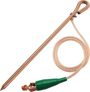 Portable Grounding Rod with 10' Long Flexible Bonding Wire with Copper Clip