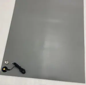 ESD-Dissipative Mat Kit - Heat Resistant, Two Layer Natural Rubber - with a Grounding Cable (2ft x 5ft, Light Gray)