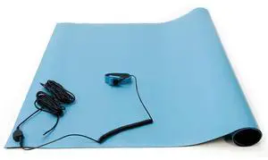-ESD High Temperature Mat Kit, 18 Inches Wide x 30 Inches Long x 0.08 Inches Thick, Blue, Includes a Wrist Strap and Grounding Cord, RoHS and REACH Compliant (Assembled in USA) Product Name