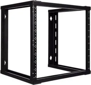 9U Open Frame Wall Mount Server Rack for 19" Networking IT Equipment & A/V, 12-24 Threaded, Compatible with 2-Post Mounting, Black