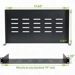 Universal Rack Tray Vented Shelves 1U Black 10 Inches (250mm deep) No Lip