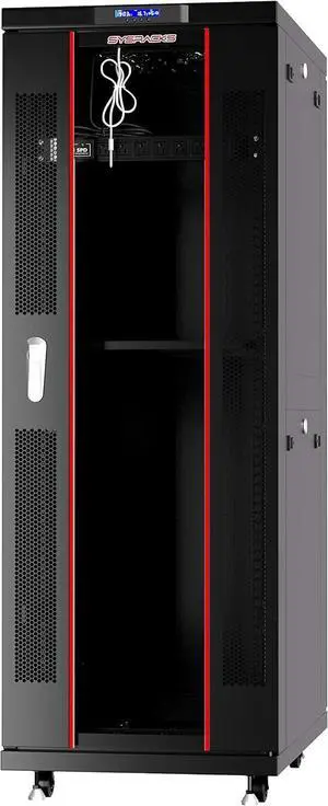 Server Rack - Locking Cabinet - Network Rack Cabinet Enclosure - 42U - Rack Mount - 32 Inch Deep - Server Cabinet - on Wheels - Shelf - Cooling Fan - Thermostat -  - SRF
