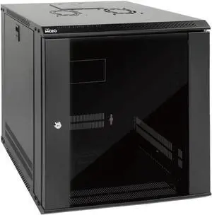 12U Wall Mount Server Cabinet IT Network Rack Enclosure Lockable Door and Side Panels Black,Cooling Fan,Glass Door,17.7inch Depth,for 19 IT Equipment,A/V Devices