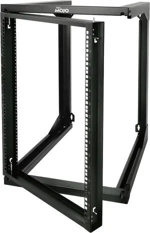 15U Wall Mount Server Rack, Open Frame Network Rack for 19" Computer/AV/Data/IT/Media Equipment, 24" Depth, 16" Apart Mounting Holes, Swing Gate, Square and Tapped Holes