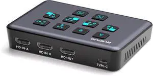 HDMI Live Stream Switcher, 4K 60HZ Video Capture Card USB c HDMI to USB 3.0 Video Capture for Streaming,Podcasting,Compatible with PS5,PS4/Pro,Xbox Series X/S,Xbox One X/S,OBS
