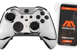 MODDED Custom Controller Compatible with Xbox ONE Elite Series 2 (with 3.5 Jack) for All Major Shooter Games (Multiple Designs Available) (Chrome Silver)