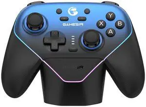 Super Nova Wireless Gaming Controller for PC/Switch/Switch 2/iOS/Android, 1000Hz Polling Rate, Hall Effect Stick & Trigger, Rubberized Grips, RGB Lighting, 1000mAh - Blue