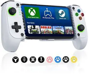 Phone Controller for iPhone/Android Support Phone Case, Mobile Controller with Led Light, Upgraded Joysticks, Turbo, Thumb Grips Handheld Gaming Gamepad