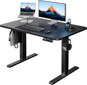 40" x 24" Electric Standing Desk Adjustable Height, 4 Memory Height Settings, Headphone Hook, Cable Manager, Sit Stand Up Desk for Home Office & Computer Workstation, Black