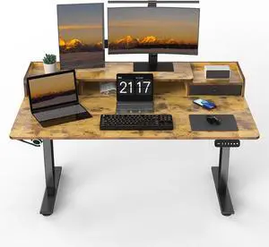55×30 Inch Electric Standing Desk with 2 Drawers, Adjustable Height Widened Stand Up Desk with Storage Shelf, Sit to Stand Ergonomic Workstation for Home Office